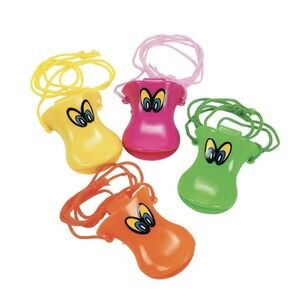 3" Bright Colored Duck Whistles‎ Lot 24 Lanyards